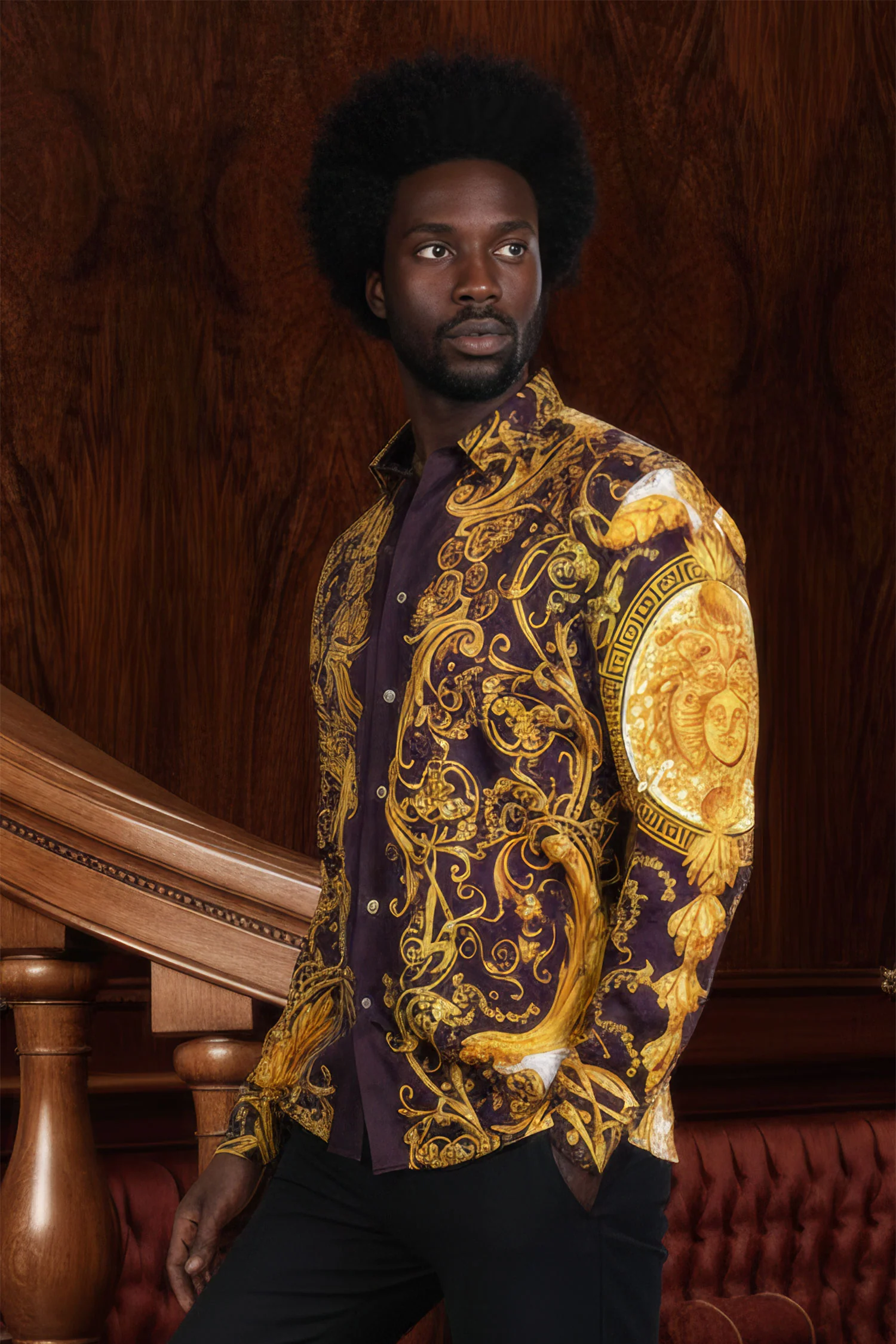Andre Baroque Rhinestone Long Sleeve Shirt