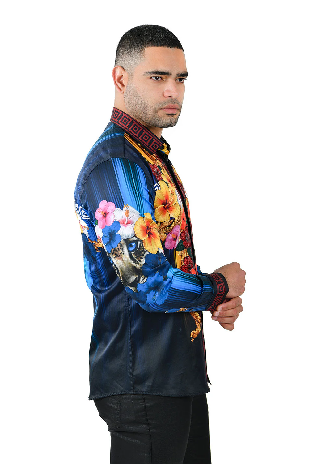 Greca Hibiscus Rhinestone Long Sleeve Shirt - Image 10