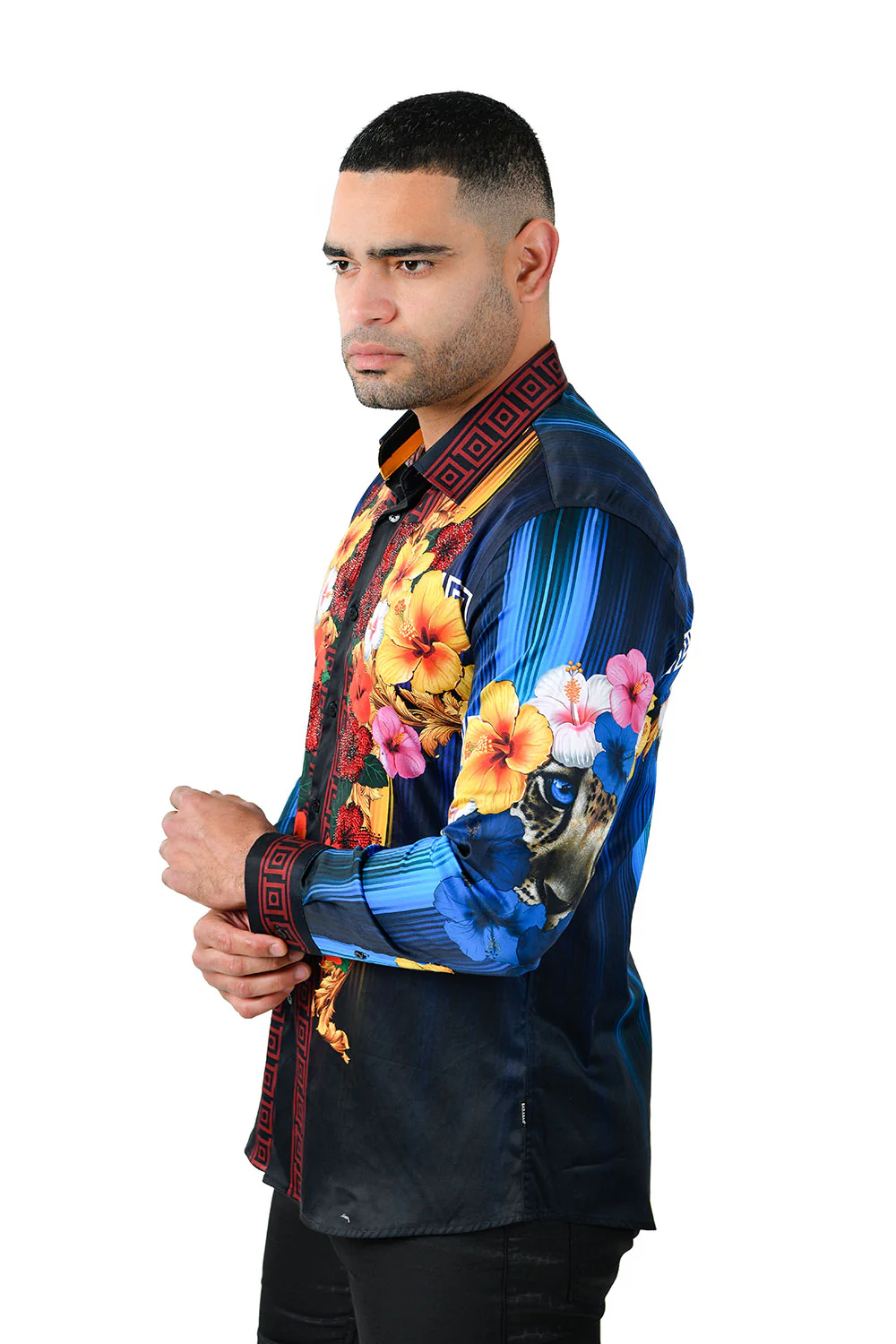Greca Hibiscus Rhinestone Long Sleeve Shirt - Image 11