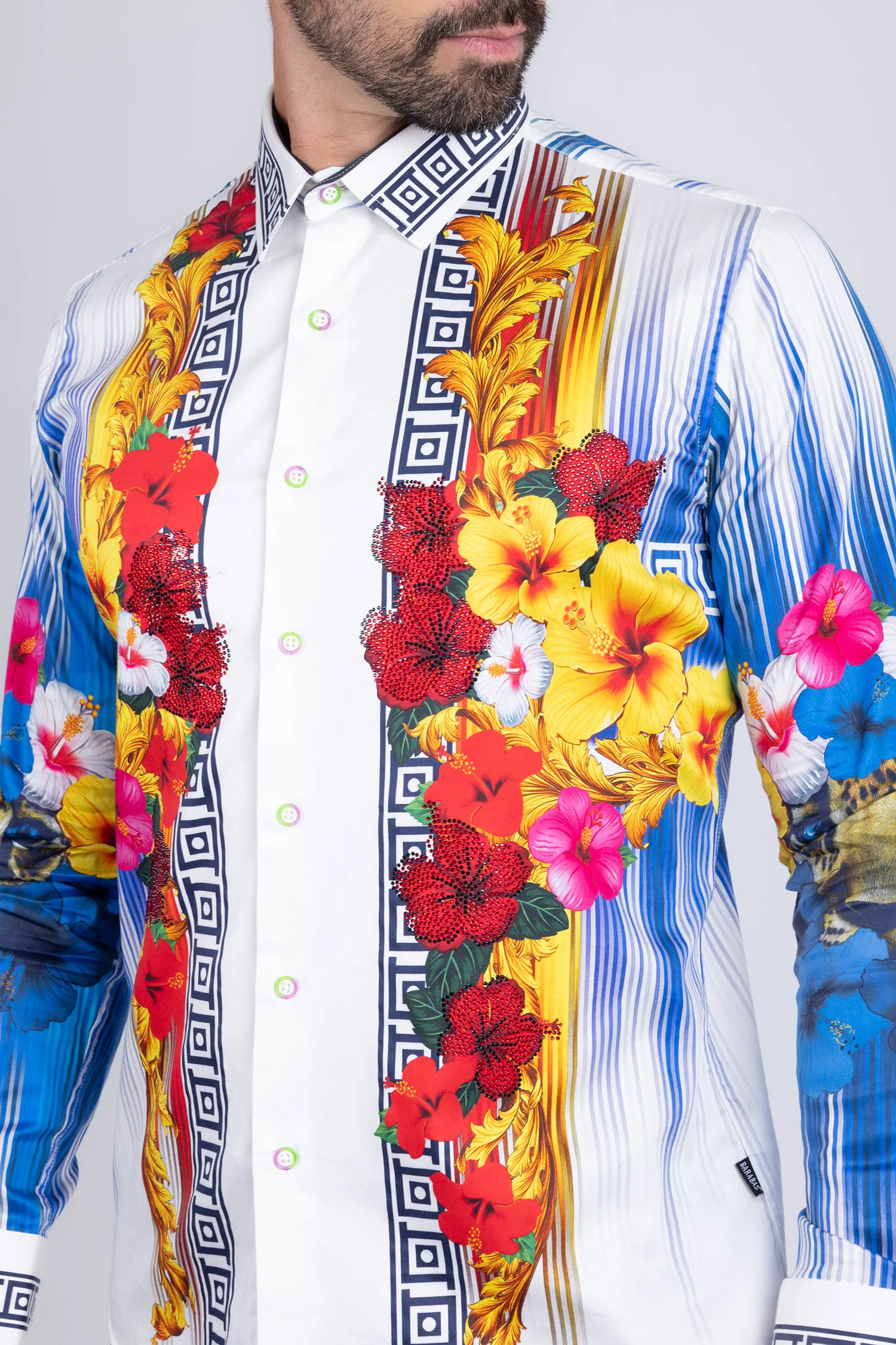 Greca Hibiscus Rhinestone Long Sleeve Shirt - Image 3