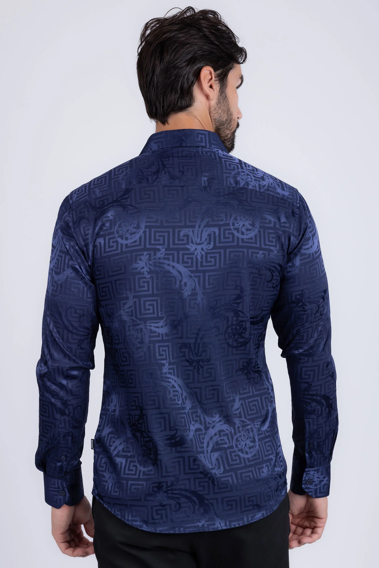 Greek Key Jacquard Long Sleeve Shirt - Image 10