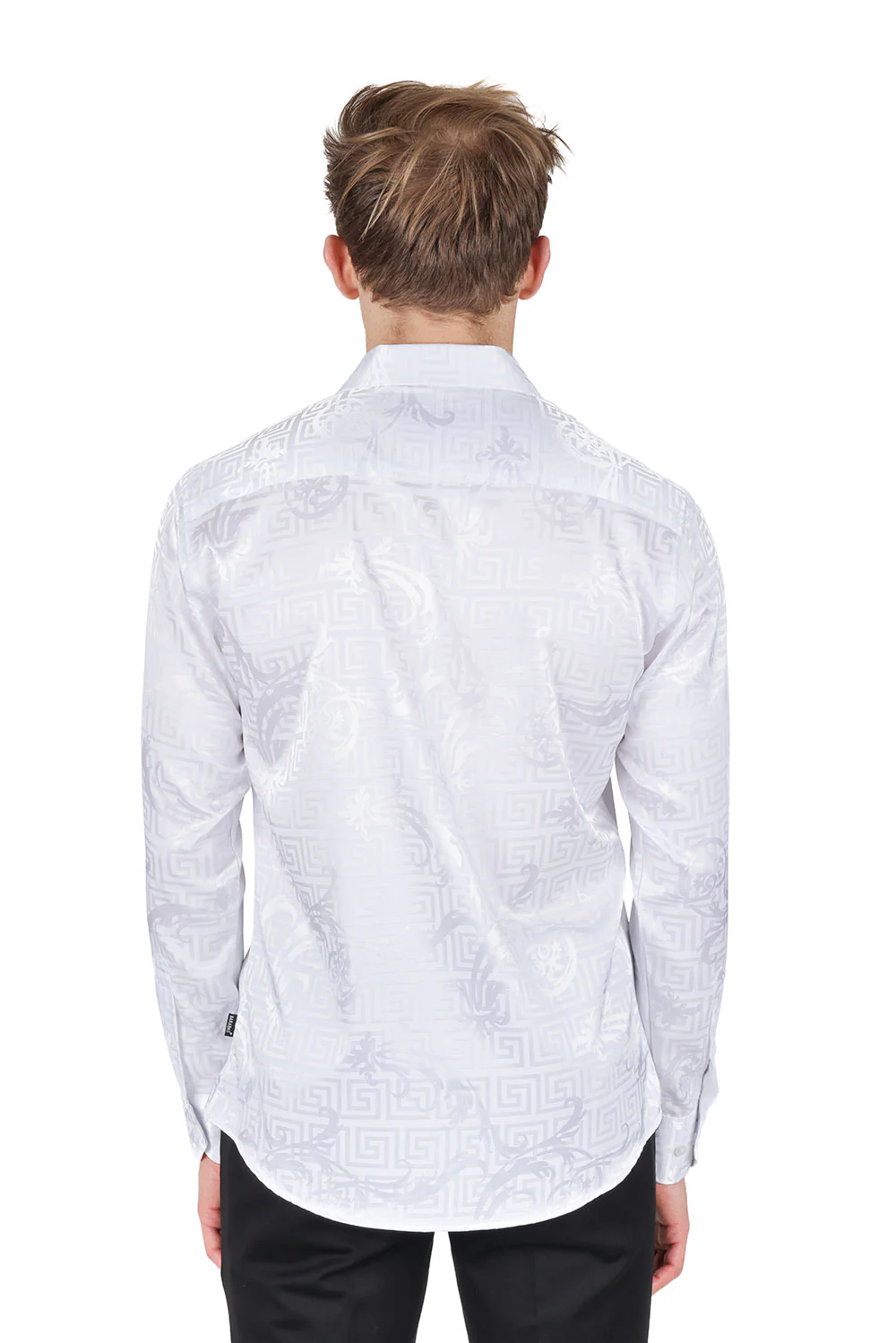 Greek Key Jacquard Long Sleeve Shirt - Image 13