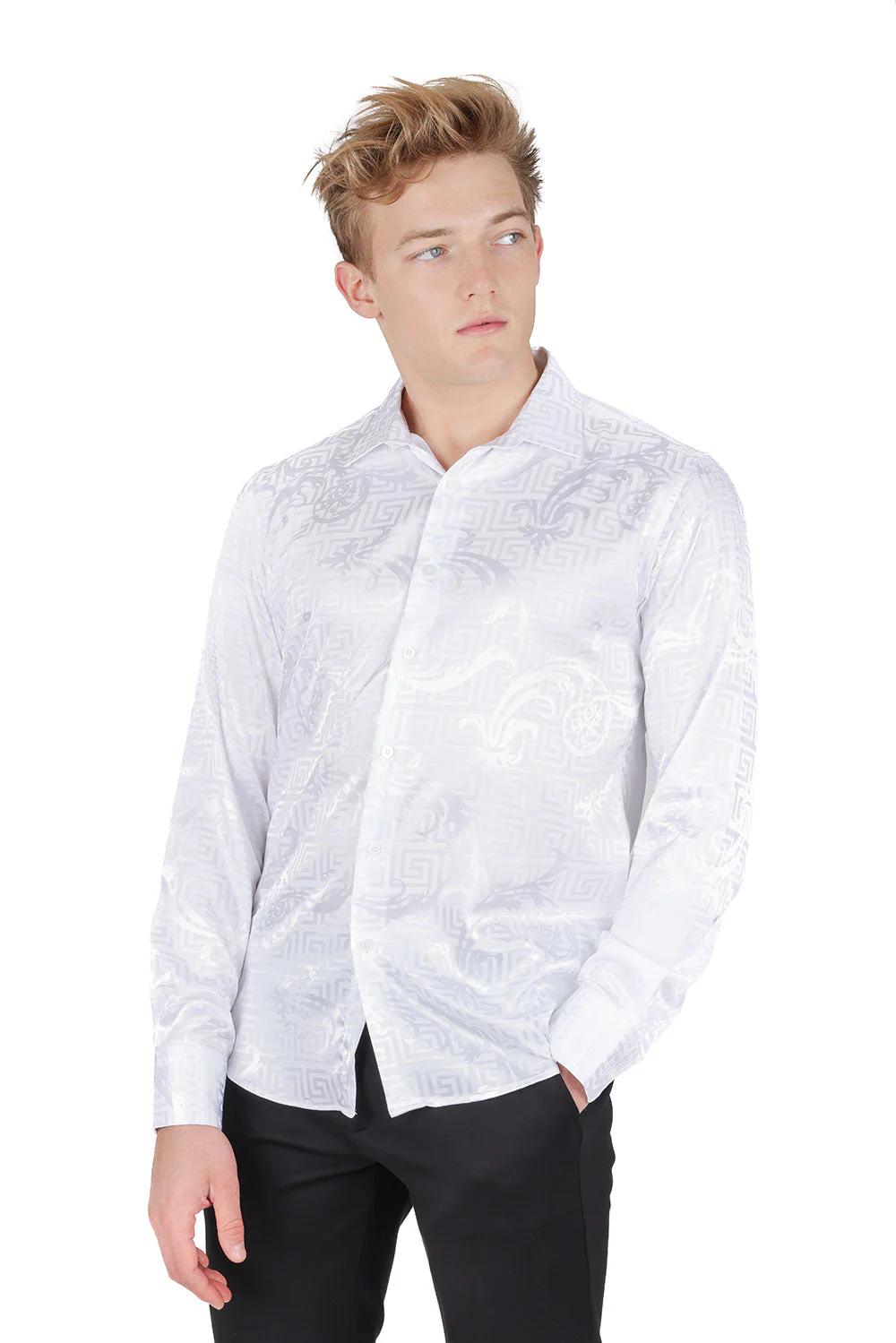 Greek Key Jacquard Long Sleeve Shirt - Image 14