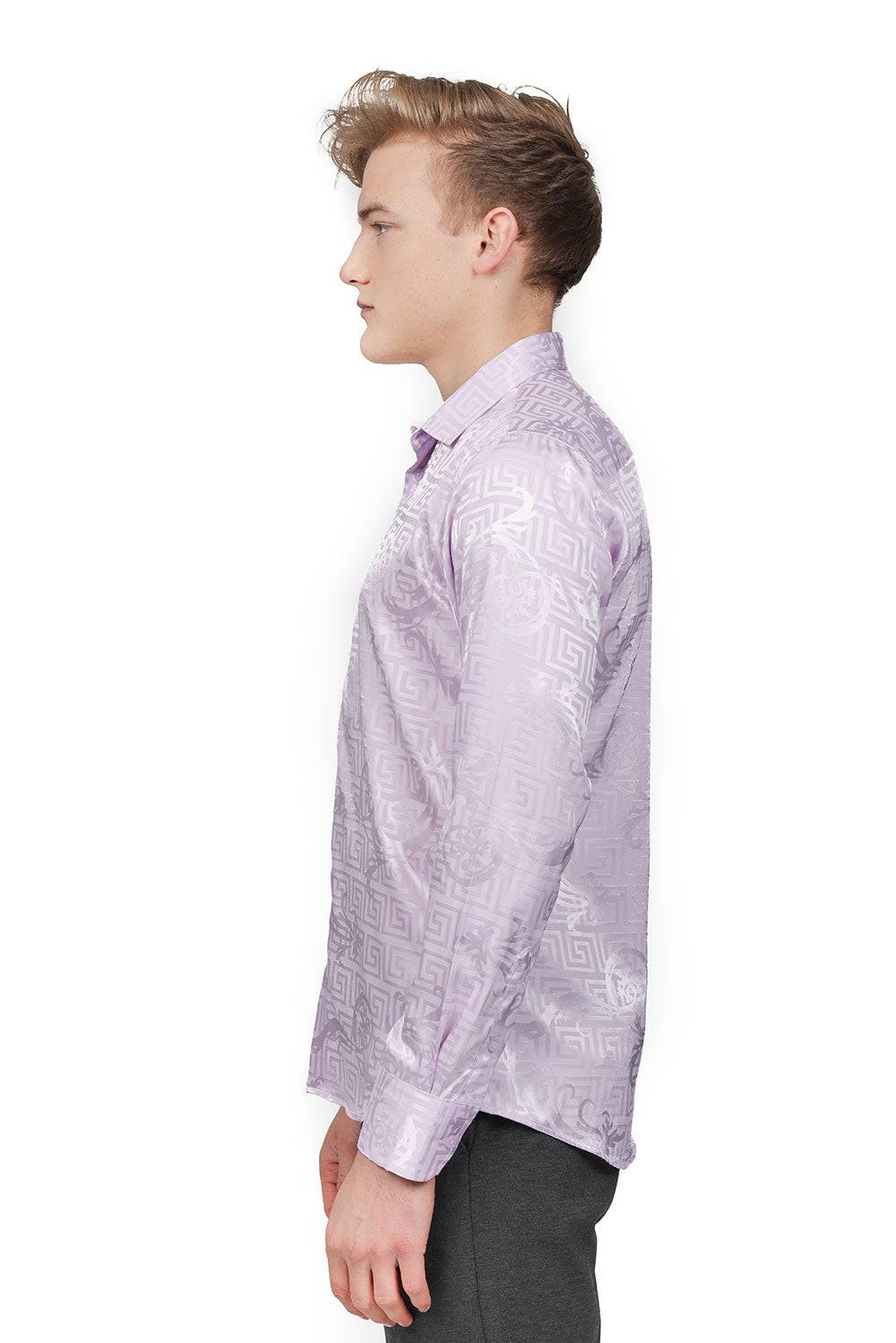 Greek Key Jacquard Long Sleeve Shirt - Image 19