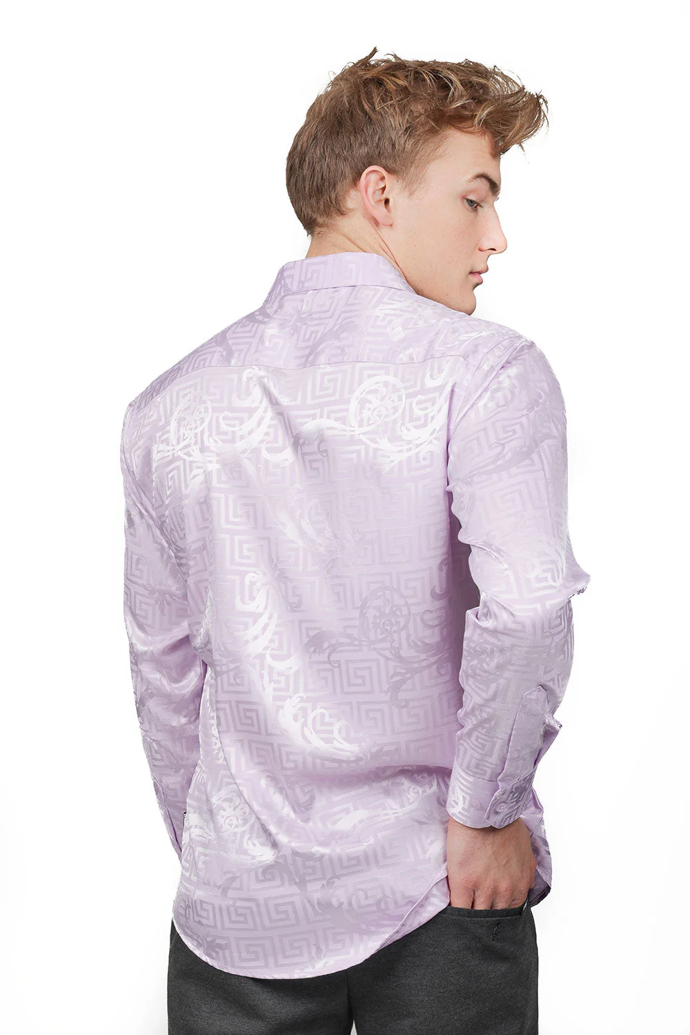 Greek Key Jacquard Long Sleeve Shirt - Image 21