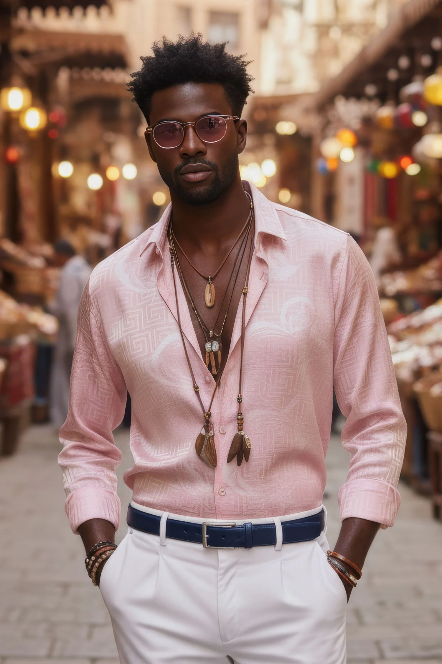 Greek Key Jacquard Long Sleeve Shirt - Image 3