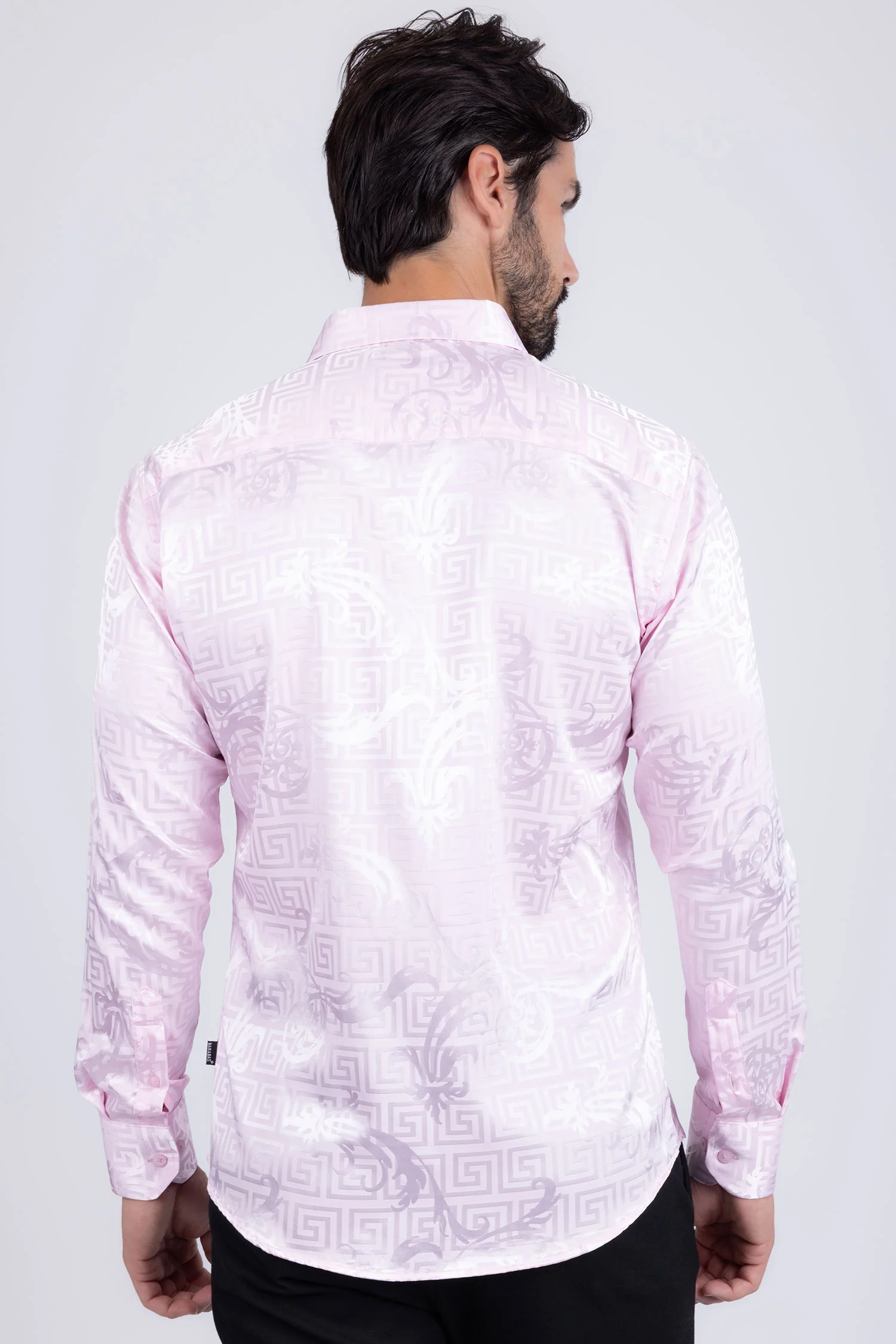 Greek Key Jacquard Long Sleeve Shirt - Image 5