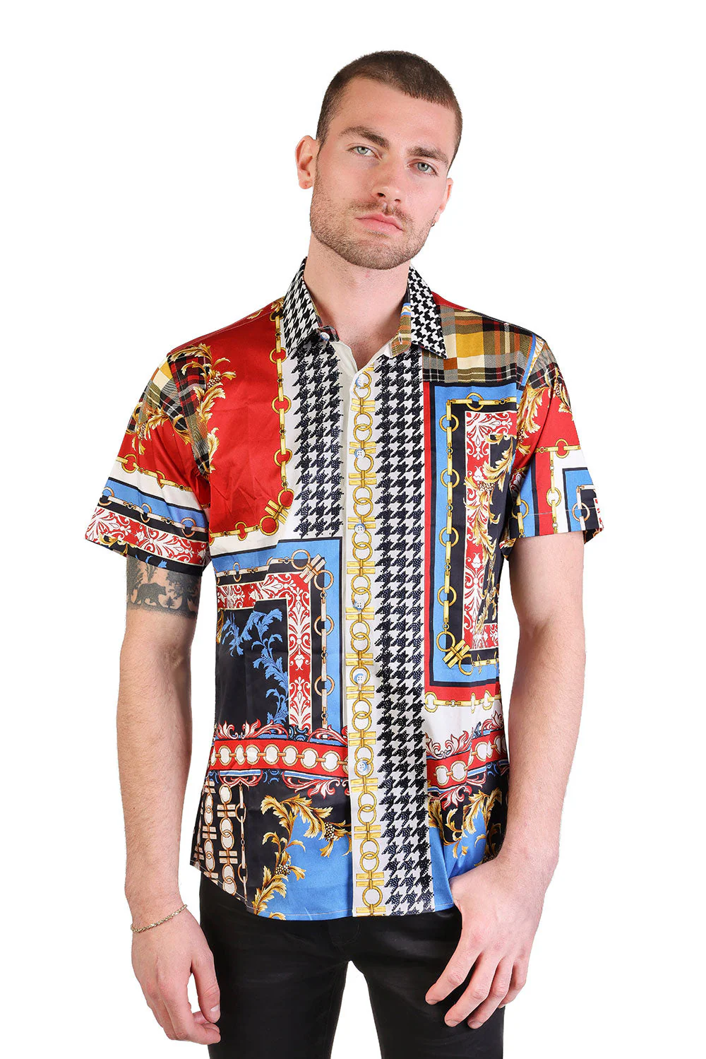 HOUNDSTOOTH Rhinestone Short Sleeve Shirt - Image 5