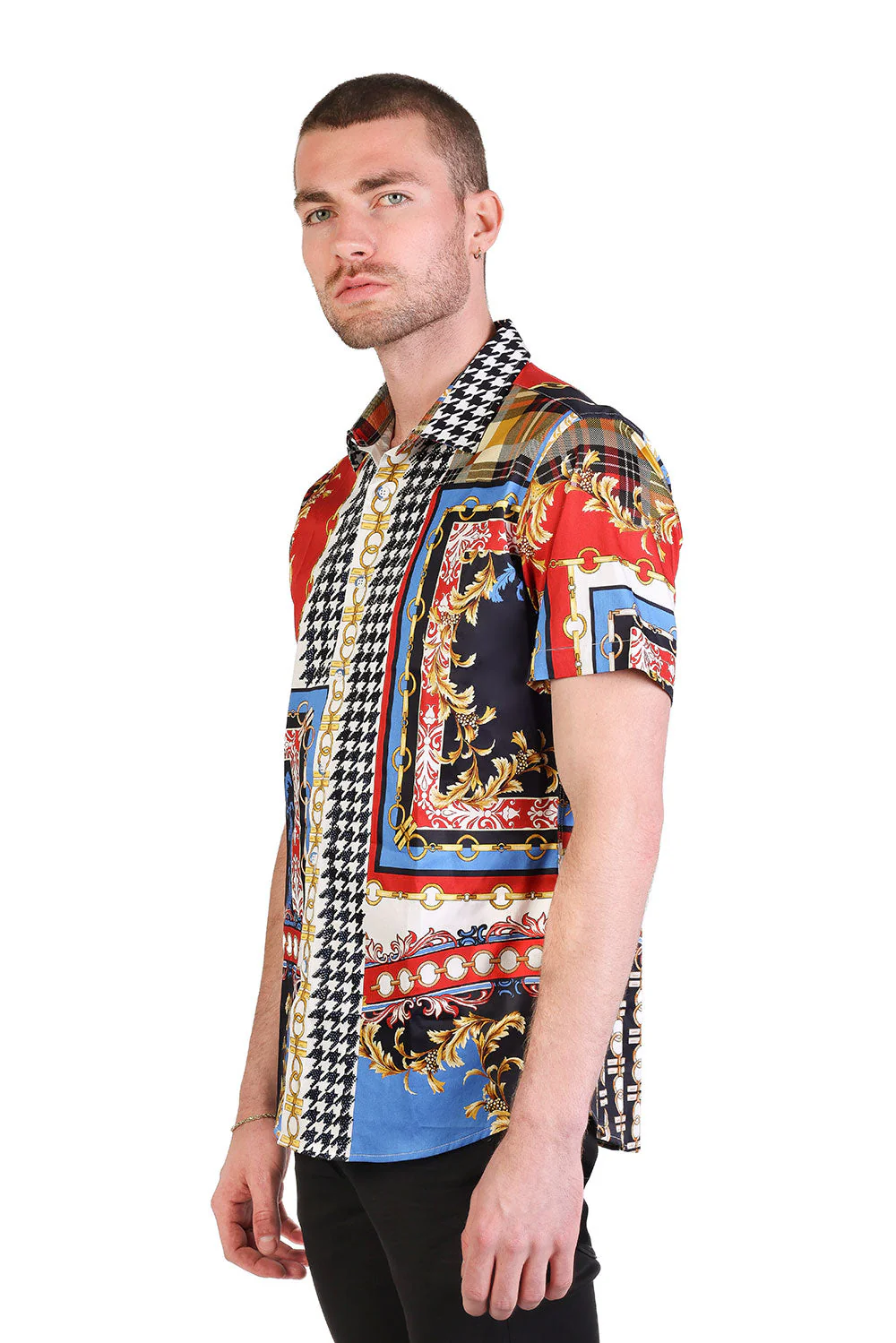 HOUNDSTOOTH Rhinestone Short Sleeve Shirt - Image 7