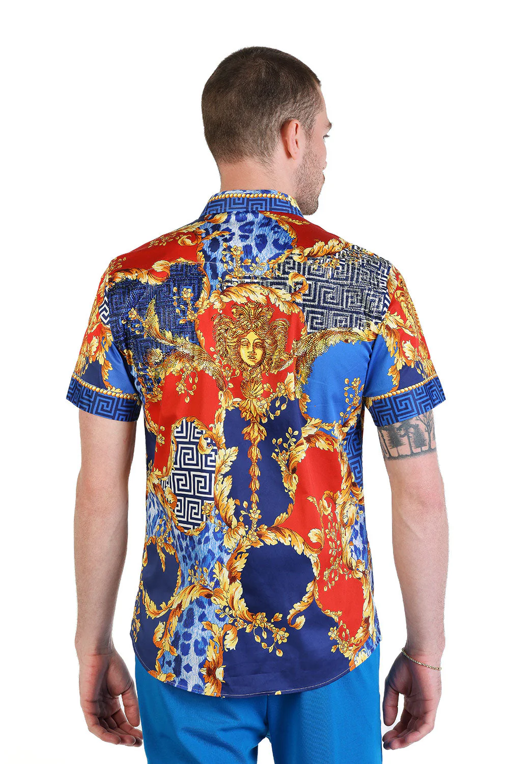Leopard Baroque Rhinestone Short Sleeve Shirt - Image 10