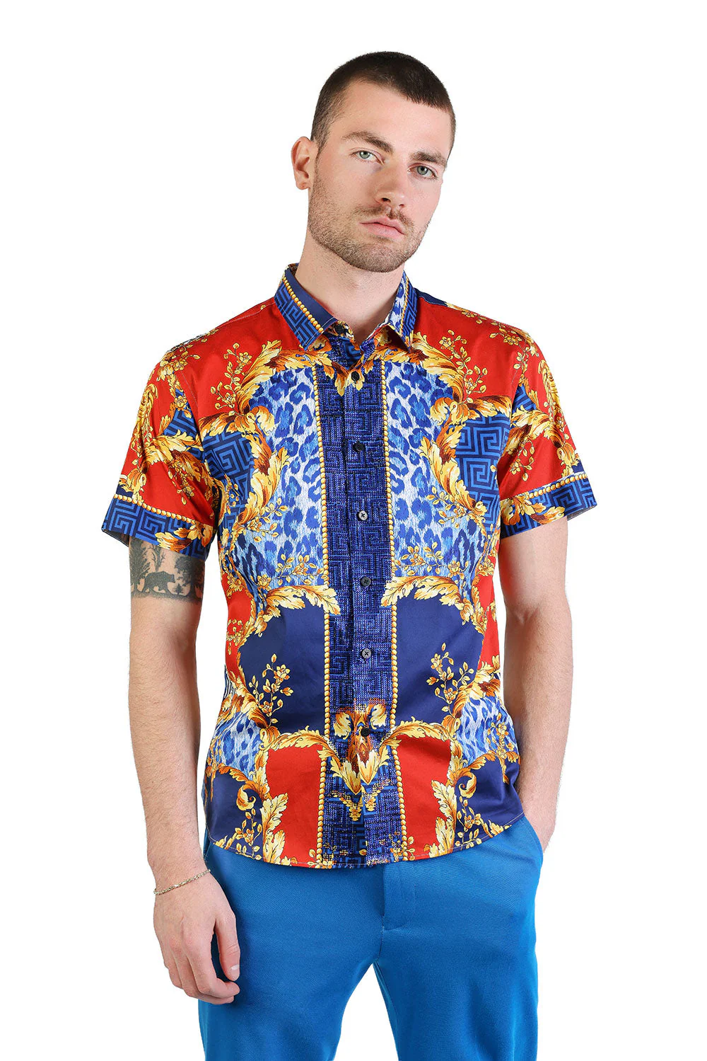 Leopard Baroque Rhinestone Short Sleeve Shirt - Image 7