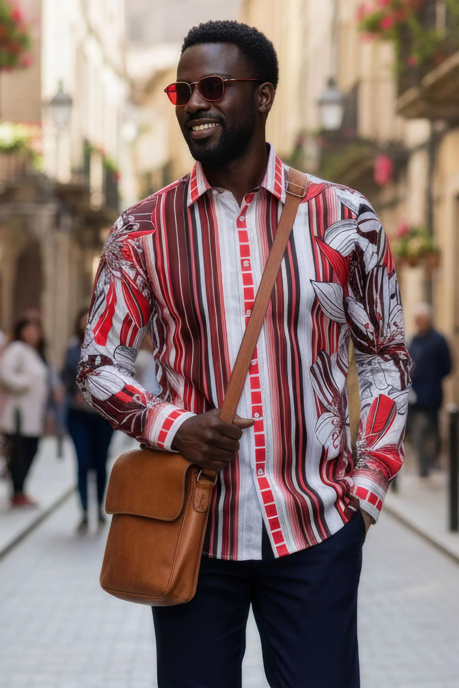 STRIPE FLORAL Long Sleeve Shirt - Image 3