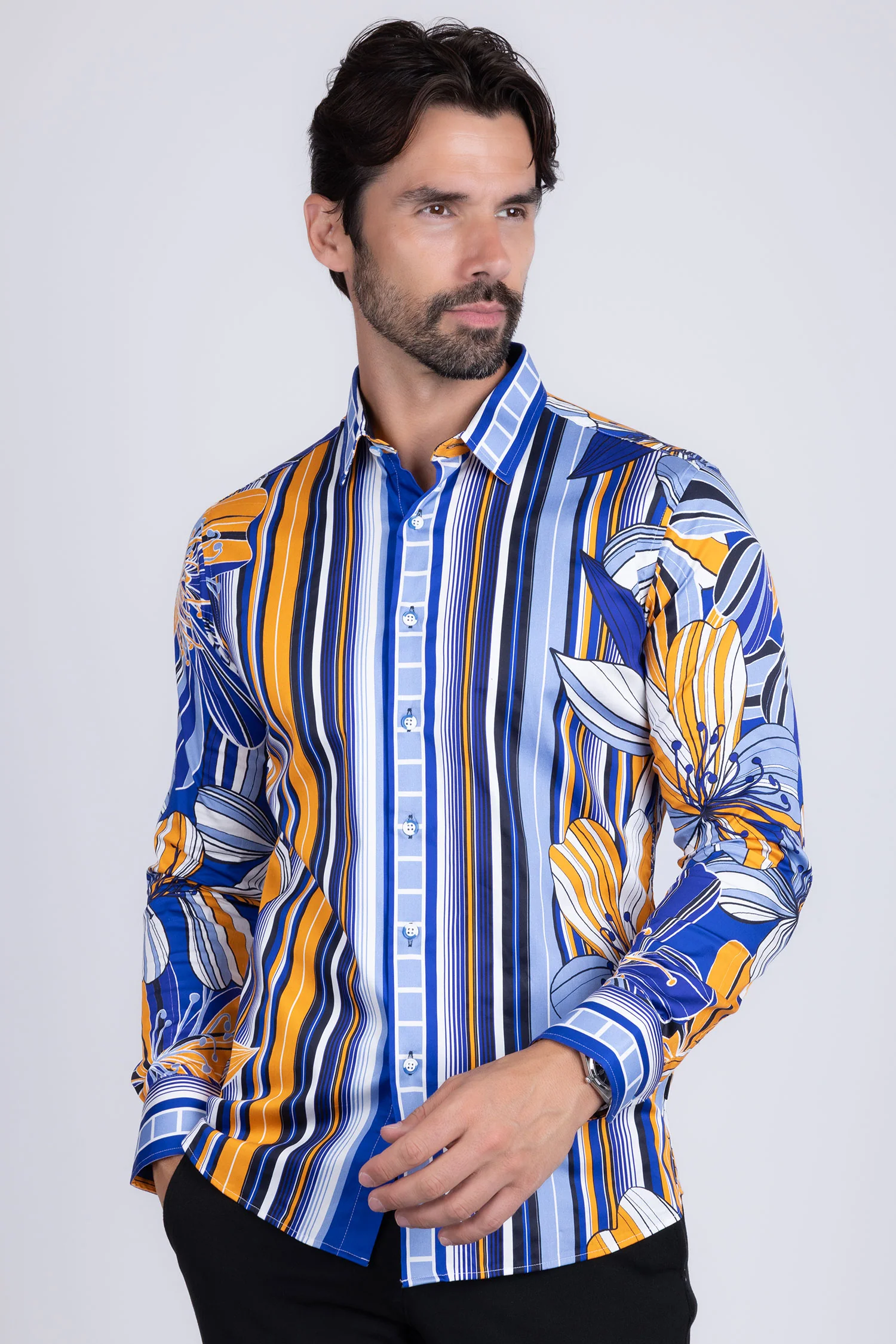 STRIPE FLORAL Long Sleeve Shirt - Image 5