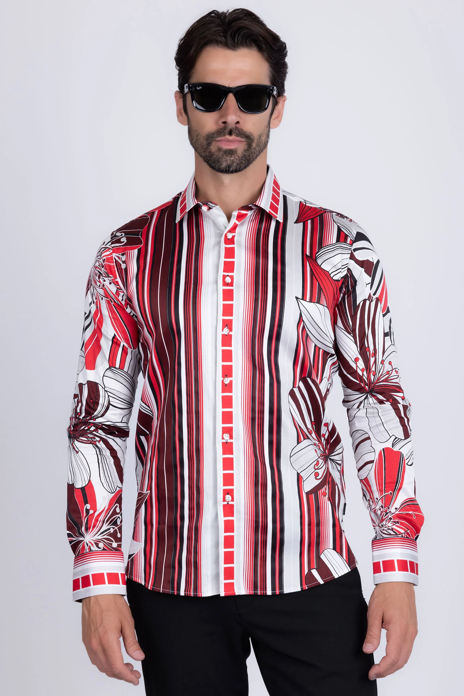 STRIPE FLORAL Long Sleeve Shirt - Image 8