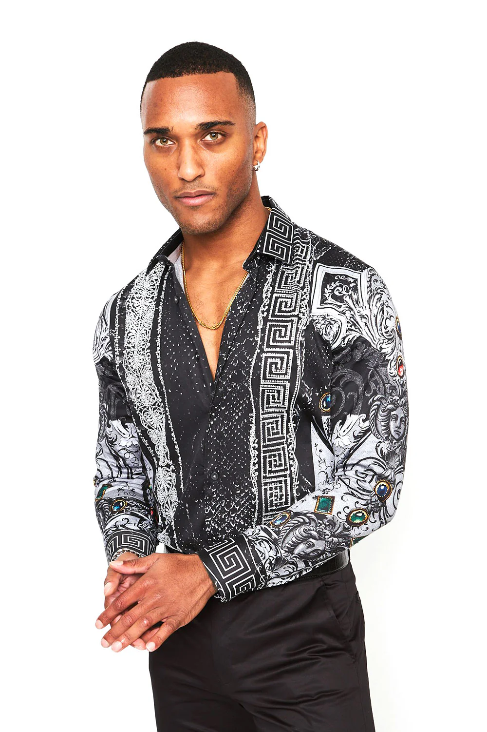 Summer Night Rhinestone Long Sleeve Shirt - Image 8
